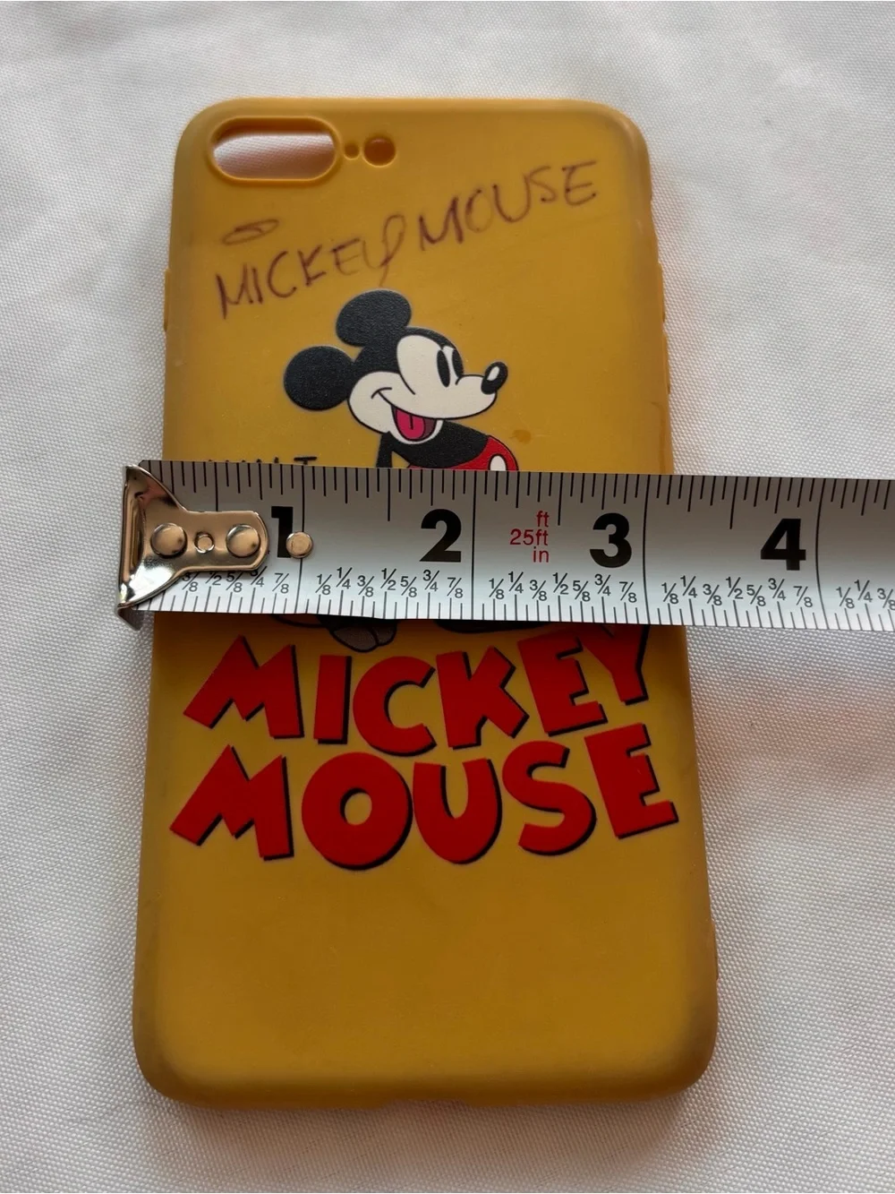 Mickey Mouse yellow iPhone 8 Plus phone case with signature